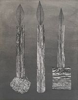 Tree Leaf Stone and Candle by Seung Ae Lee contemporary artwork works on paper