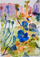 Garden study there were no blue flowers by Banele Khoza contemporary artwork painting works on paper