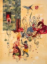 Hanging Man by Shiva Ahmadi contemporary artwork drawing painting works on paper