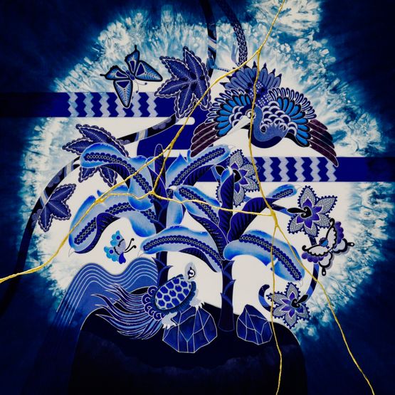 Japan blue Banana three by Kohei Kyomori contemporary artwork Mixed Media