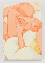 Crop Leg Folded Hands Frame Torso Line Touches Bottom Edge by Ivy Haldeman contemporary artwork painting