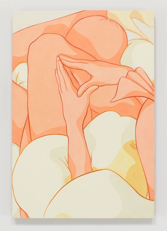 Crop Leg Folded Hands Frame Torso Line Touches Bottom Edge by Ivy Haldeman contemporary artwork Painting