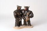 The Camataru Brothers Romanias most famous loan-sharks with their monkey they vaccinated so they could bring it to the mall by Ioana Maria Sisea contemporary artwork sculpture