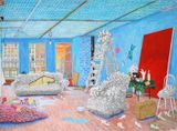 Kusamas Studio New York by Damian Elwes contemporary artwork painting