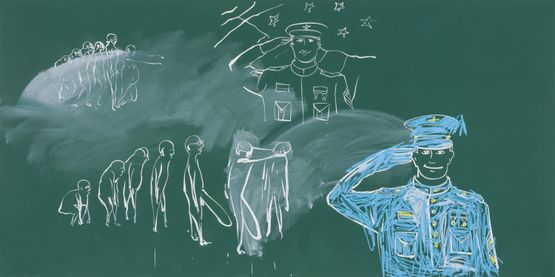 Blackboard Vertical Gestures by Tala Madani contemporary artwork Painting