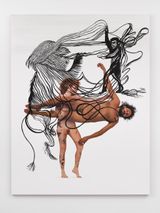 Archer bow lion and whip by Van Hanos contemporary artwork painting works on paper