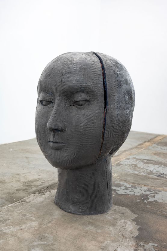 Untitled black cracked head by Vanessa Beecroft contemporary artwork Painting