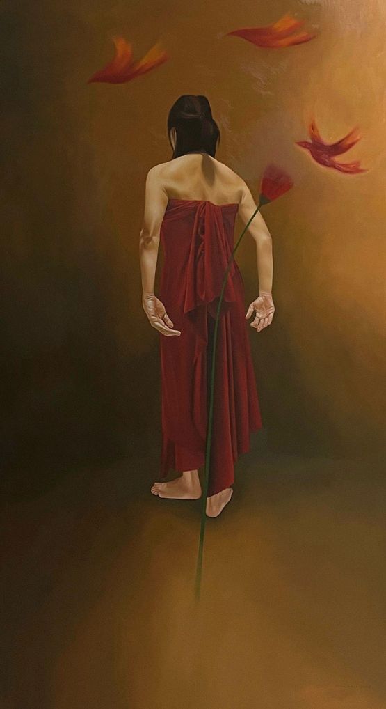 At the Tips of Your Hair the Pale Froth of Courage by Dian Suci contemporary artwork Painting