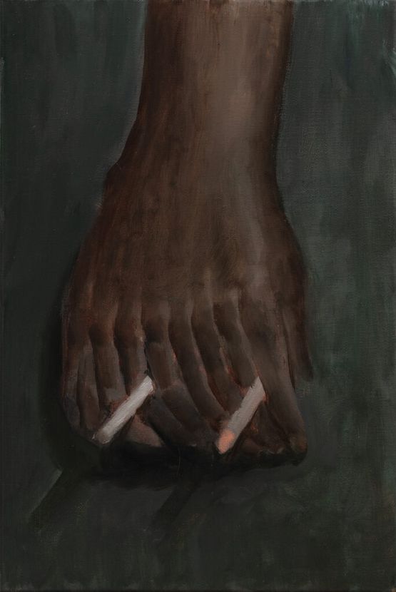 Hand Burning Cigarettes by Ahn Ji-San contemporary artwork Painting