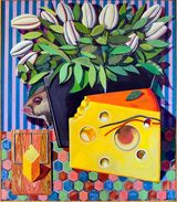 Bloemen en kaas by Kristof Santy contemporary artwork painting works on paper