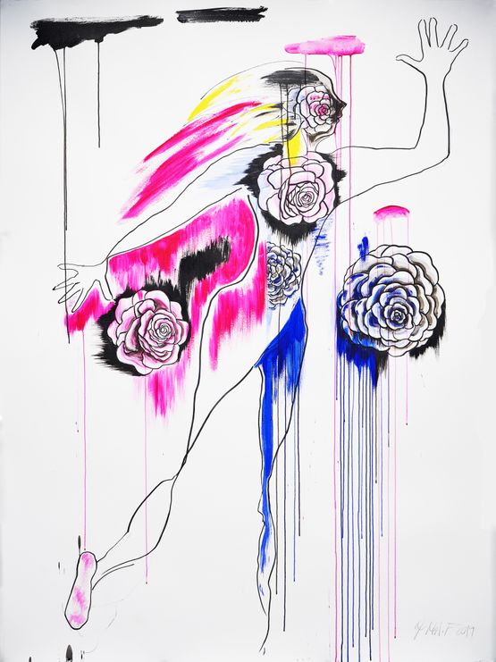 Blue Leg Off She Goes. Crime Scene series by Jane Mcadam Freud contemporary artwork Painting
