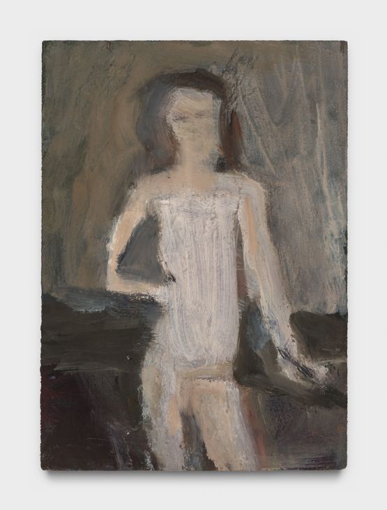 Standing nude with brown hair by Janice Nowinski contemporary artwork Painting