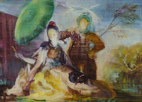 The Parasol after Goya by Adrienne Gaha contemporary artwork Painting