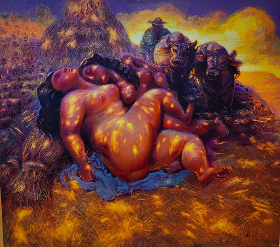 Rereading Art History Series - Courbet Double Nudes by Luo Zhongli contemporary artwork Painting