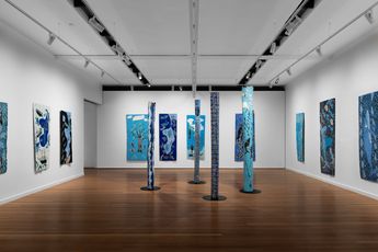 Contemporary art exhibition Dhambit Mununggurr The Earth is Blue at Roslyn Oxley9 Gallery Sydney Australia