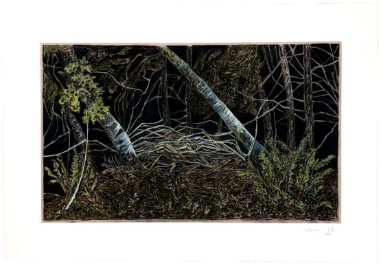 Night Forest by Billy Childish contemporary artwork Works on Paper