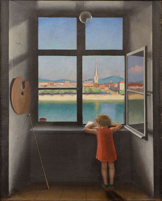 Fensterausblick View from a Window by Niklaus Stoecklin contemporary artwork Painting