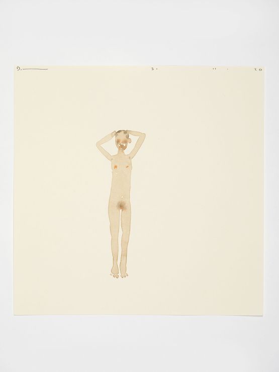 Woman with hands on head 3.11.20 by David Austen contemporary artwork Works on Paper