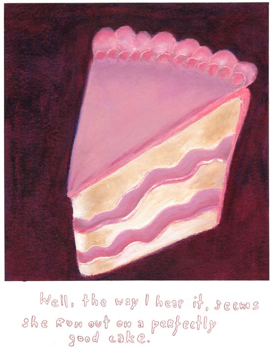 Well the way i hear it seemsshe run out on a perfectly good cake. by Bianca Kennedy contemporary artwork Drawing