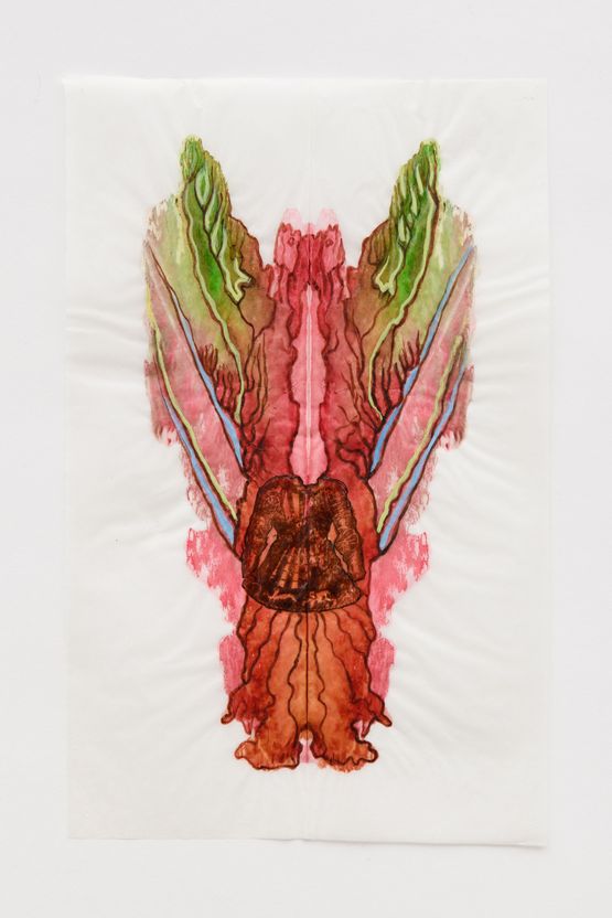 Rorschach Watercolours with Armored Dress by Faith Wilding contemporary artwork Works on Paper