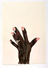 Black Hand and Diamond Ring by Rose Wylie contemporary artwork painting works on paper