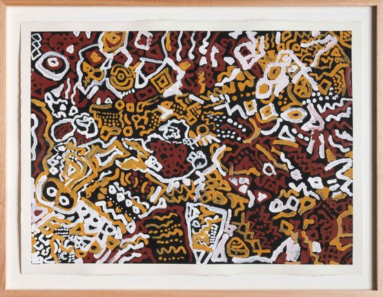 Bush Holiday Dreaming by Leon Russell Black contemporary artwork Painting