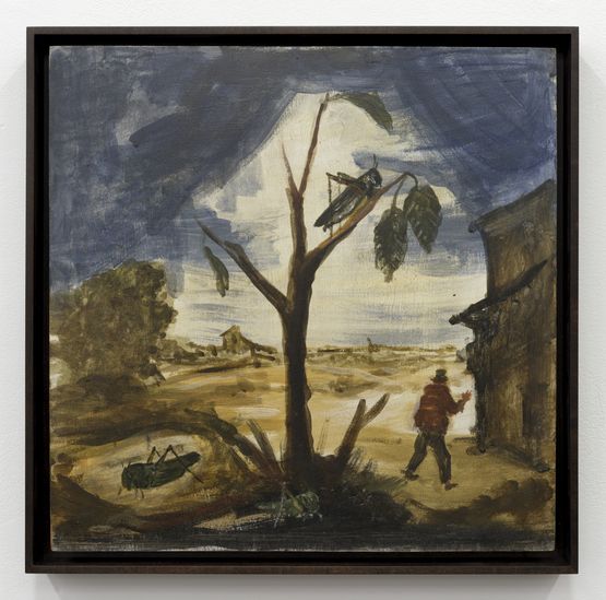 Untitled Paesaggio con cavallette e figura umana by Luigi Zuccheri contemporary artwork Painting
