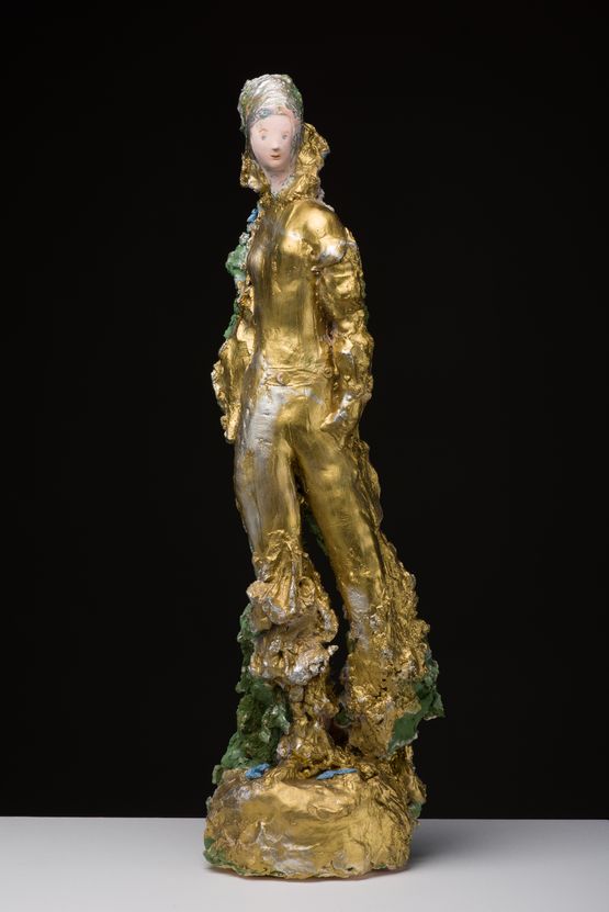 Golden woman by Linda Marrinon contemporary artwork Sculpture