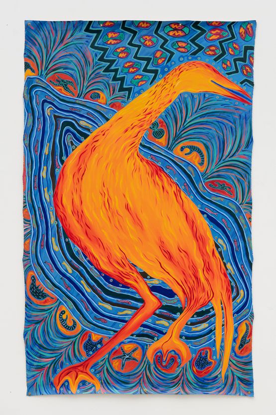 Bestiary Crane by Faith Wilding contemporary artwork Painting