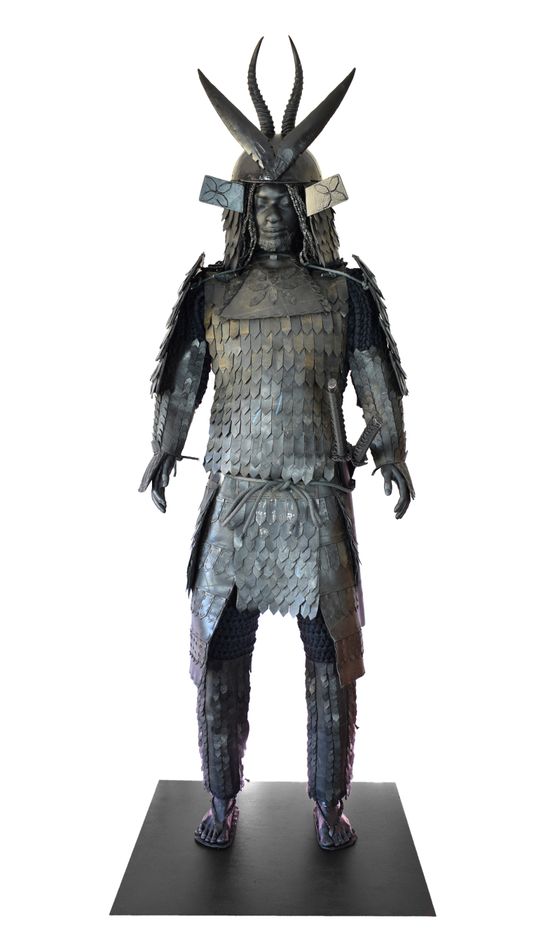 Obsidian Samurai XII No Mans Land series by Nicola Roos contemporary artwork Sculpture