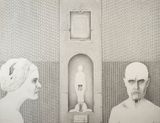 Aqua Bride by Anne Minich contemporary artwork drawing works on paper