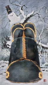 The Ikseongwan and the Long-Tailed Tit The ikseongwan was the cap a Joseon king wore for daily audience. by Eunkyung Kim contemporary artwork mixed media