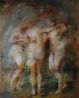 The Three Graces after Rubens by Jake Wood-Evans contemporary artwork Painting