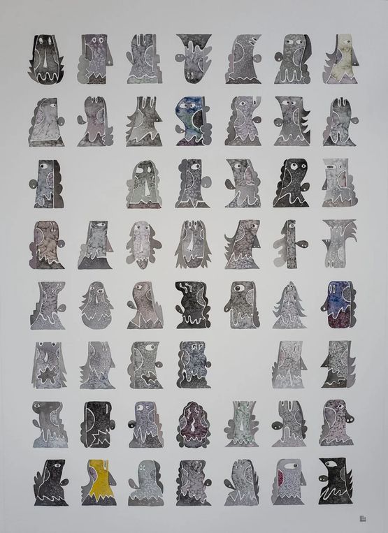 54 Heads 8-22 by Luis Lorenzana contemporary artwork Painting