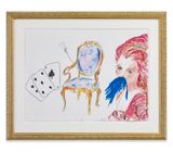 Card games - Neptunes grotto ancient Greece and 1745 by Karen Kilimnik contemporary artwork drawing painting works on paper