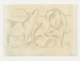 Zwei Kuhe mit aufgehender Sonne by Franz Marc contemporary artwork drawing works on paper