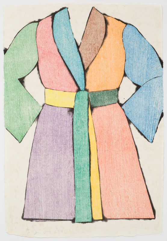 The Woodcut Bathrobe by Jim Dine contemporary artwork Painting