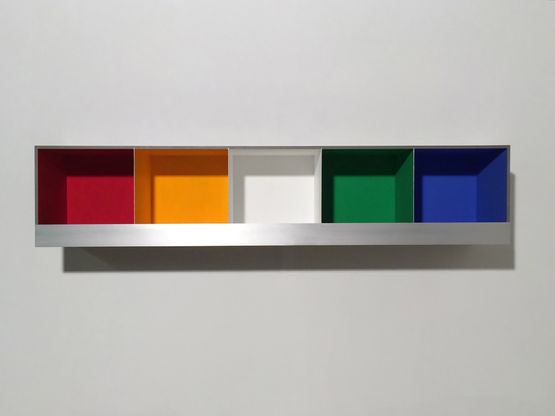 5 Colour Boxes by Adam Barker-Mill contemporary artwork Installation