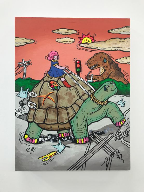 The Thirsty Dinosaur and The Million Years Tortoise by Yuree Kensaku contemporary artwork Mixed Media
