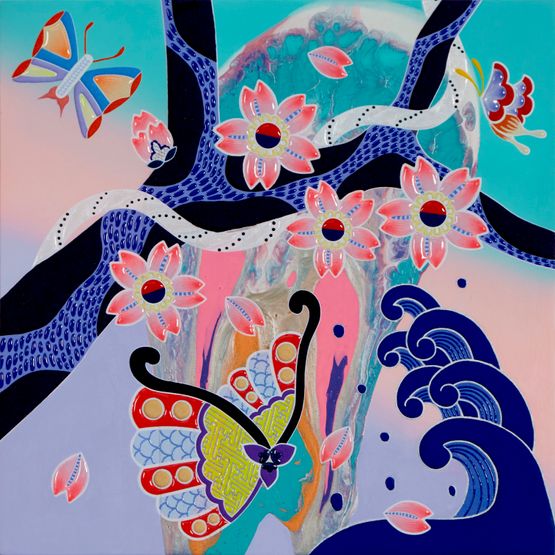 Flowing Cherry blossom S4 1 by Kohei Kyomori contemporary artwork Painting