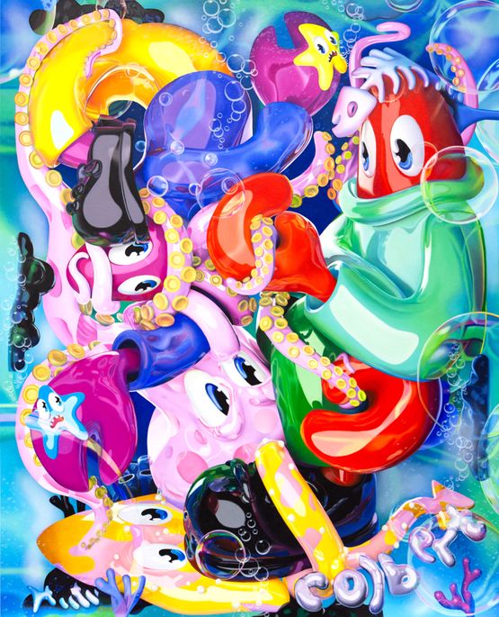 Lobster Octopus IV Pompeii Scene by Philip Colbert contemporary artwork Painting