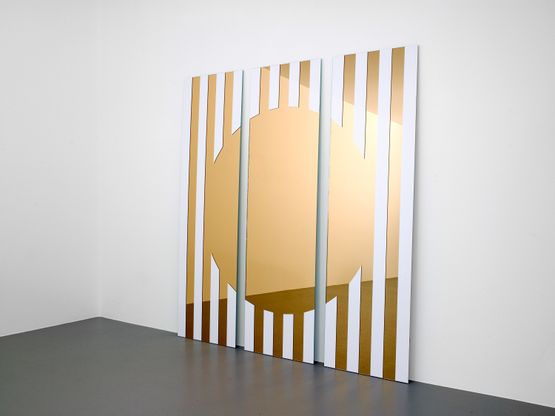Les visages colores III A-rose by Daniel Buren contemporary artwork Mixed Media