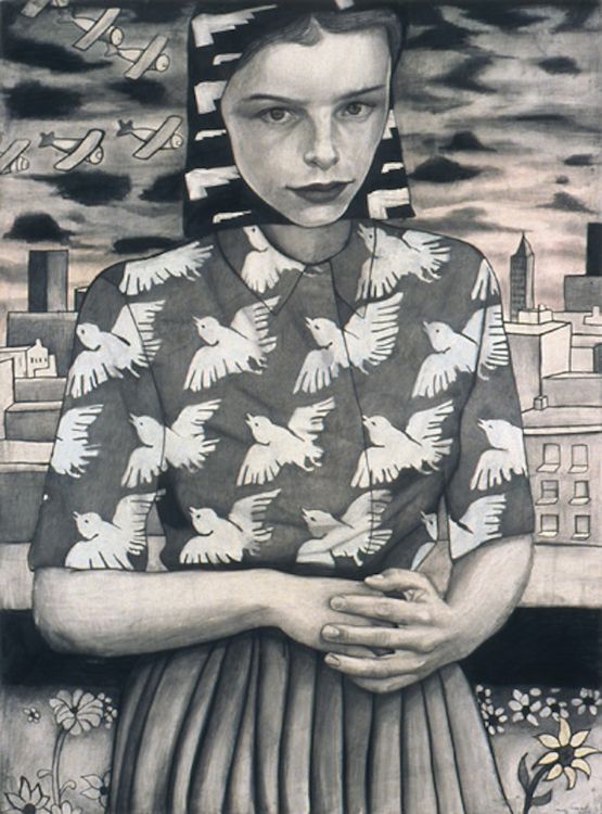 Bird at the Window by Jenny Scobel contemporary artwork Painting