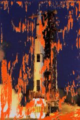 Apollo 11 Rocket V by Michael Kagan contemporary artwork painting works on paper