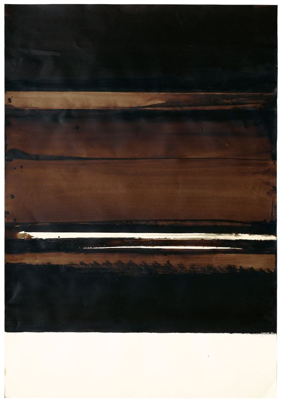 Brou de noix sur papier 108  75 cm 2003 by Pierre Soulages contemporary artwork Works on Paper