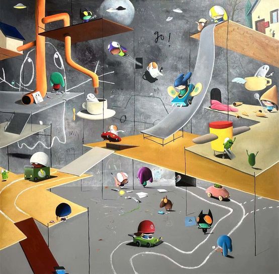 The Race by Edgar Plans contemporary artwork Mixed Media