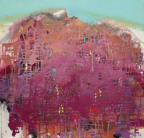 Red Circuit Mountain by Yi Kai contemporary artwork Painting