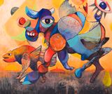Shamwari Yeparwendo - Friend on a Journey by Lionel Mbayiwa contemporary artwork mixed media painting