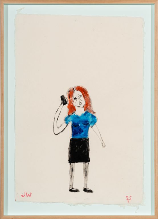 Woman with a phone by Jenny Watson contemporary artwork Painting