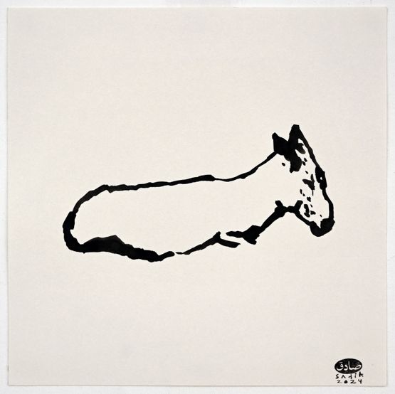 A Donkey in My Studio 03 by Sadik Kwaish Alfraji contemporary artwork Painting